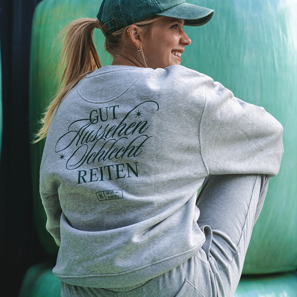 "Gut Aussehen Schlecht Reiten" Sweater Grau